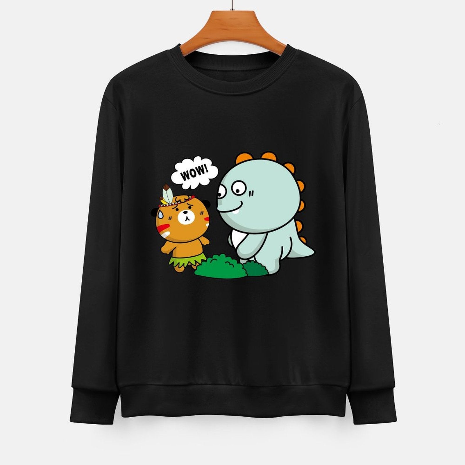 Front Patterned Long Sleeve TopOversized Casual